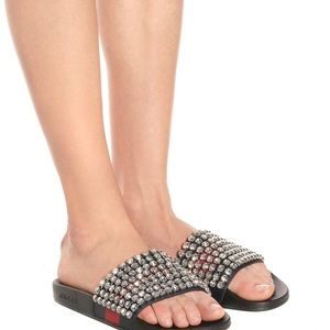 Authentic Gucci Slides Crystal Web logo NWB